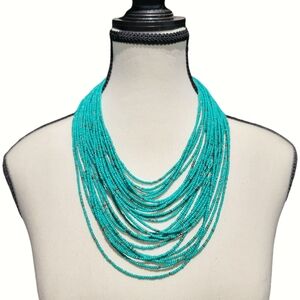 Handmade Beaded Multi-layered Necklace Beaded Turquoise Bohemian Tribal Ethnic